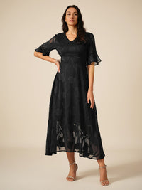 Elegant Floral A Line Midi Dress
