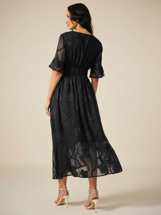 Elegant Floral A Line Midi Dress