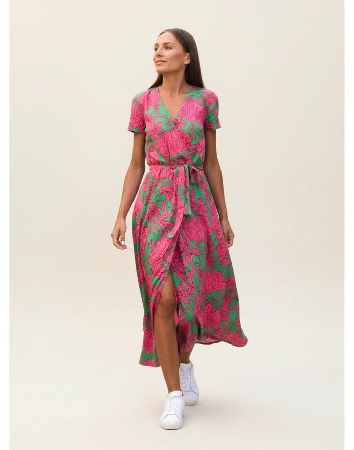 Floral Wrap Midi Dress