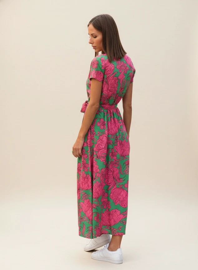 Floral Wrap Midi Dress