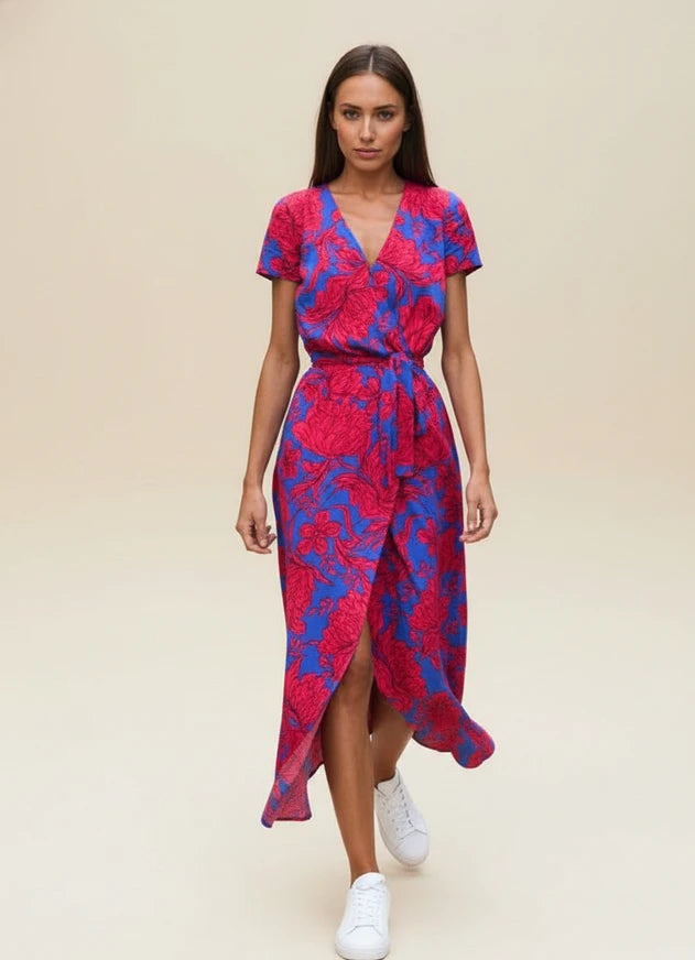 Floral Wrap Midi Dress