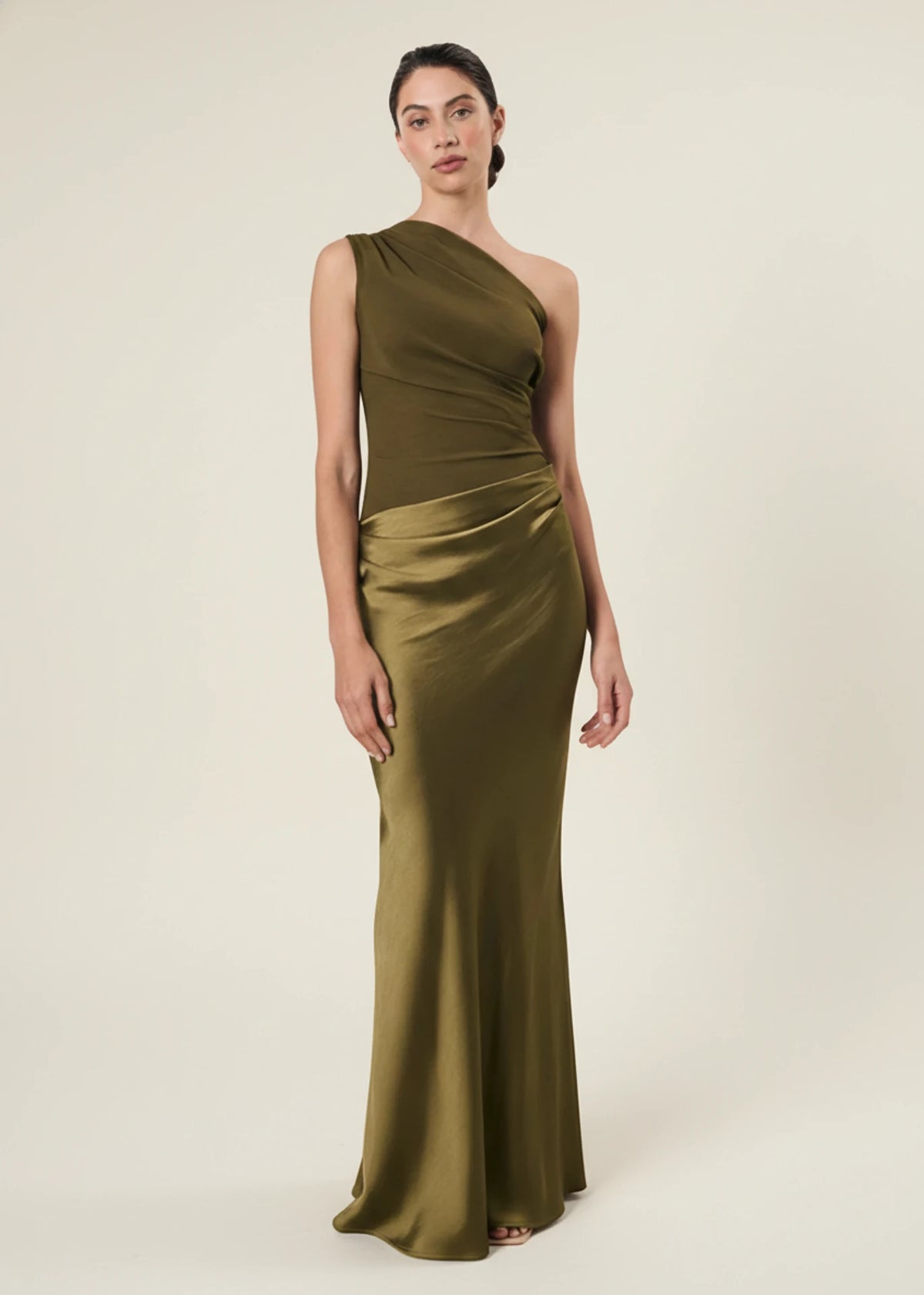 Elegant One Shoulder Satin Maxi Dress