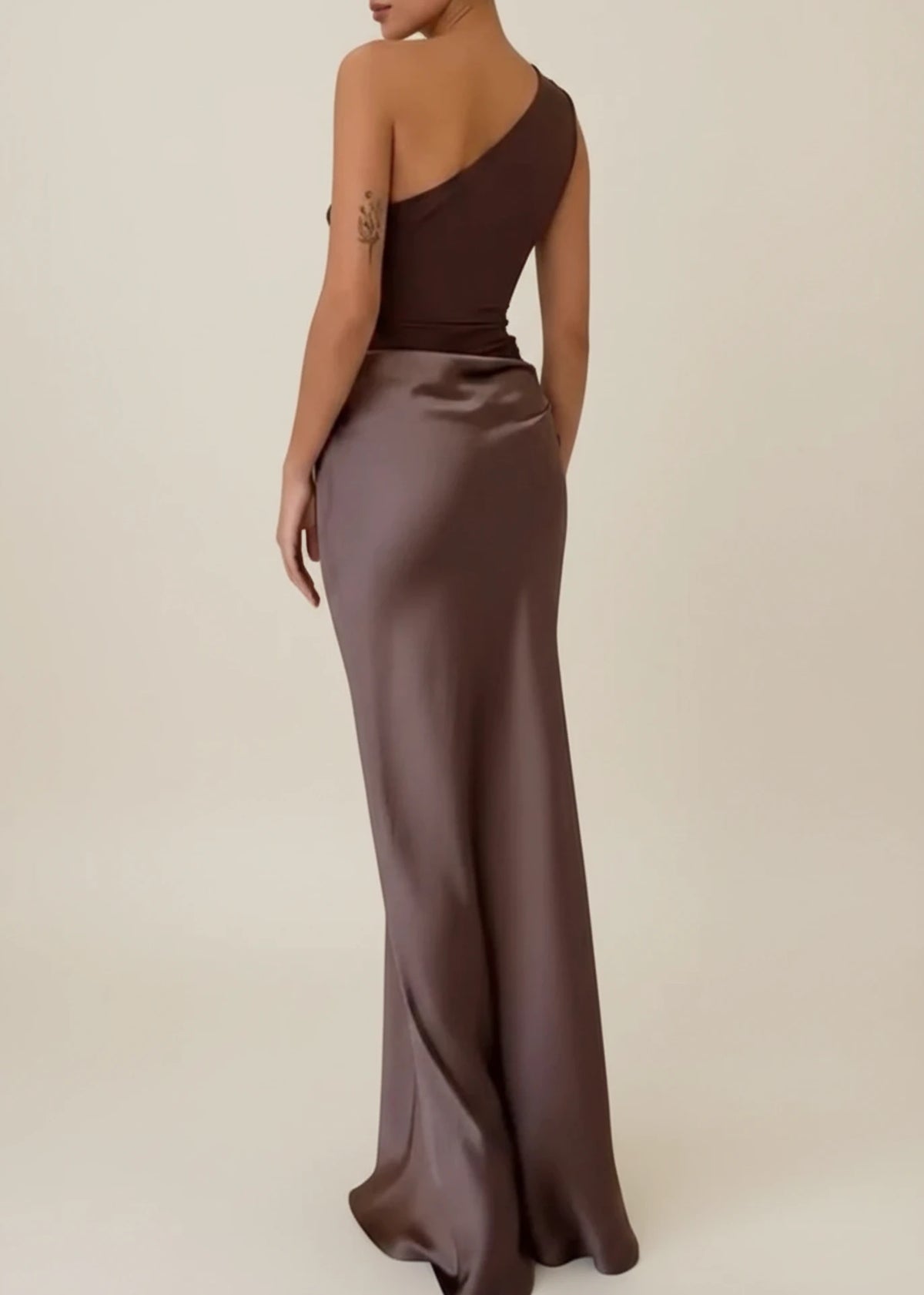 Elegant One Shoulder Satin Maxi Dress