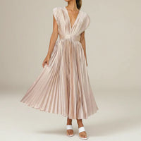 Elegant Pleated A Line Midi Dress