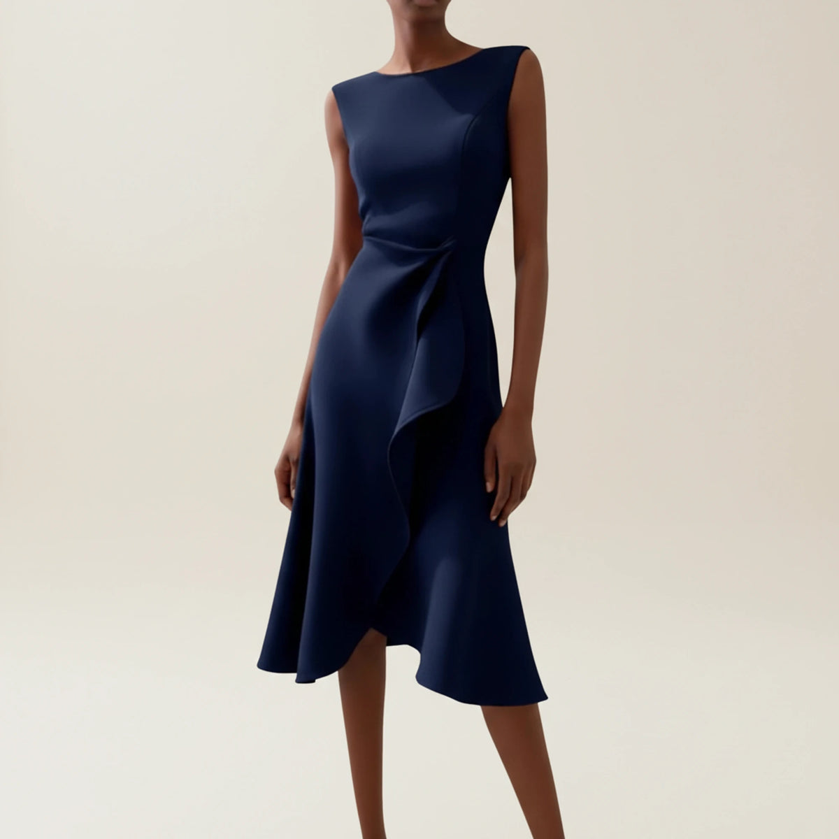 Elegant A Line Wrap Midi Dress