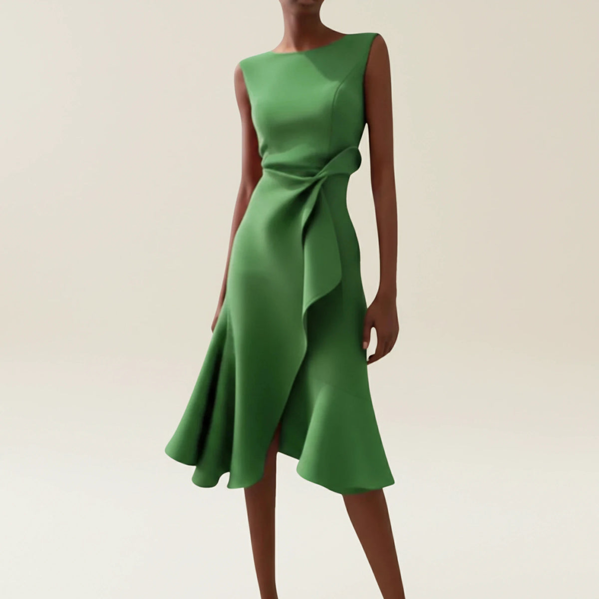 Elegant A Line Wrap Midi Dress
