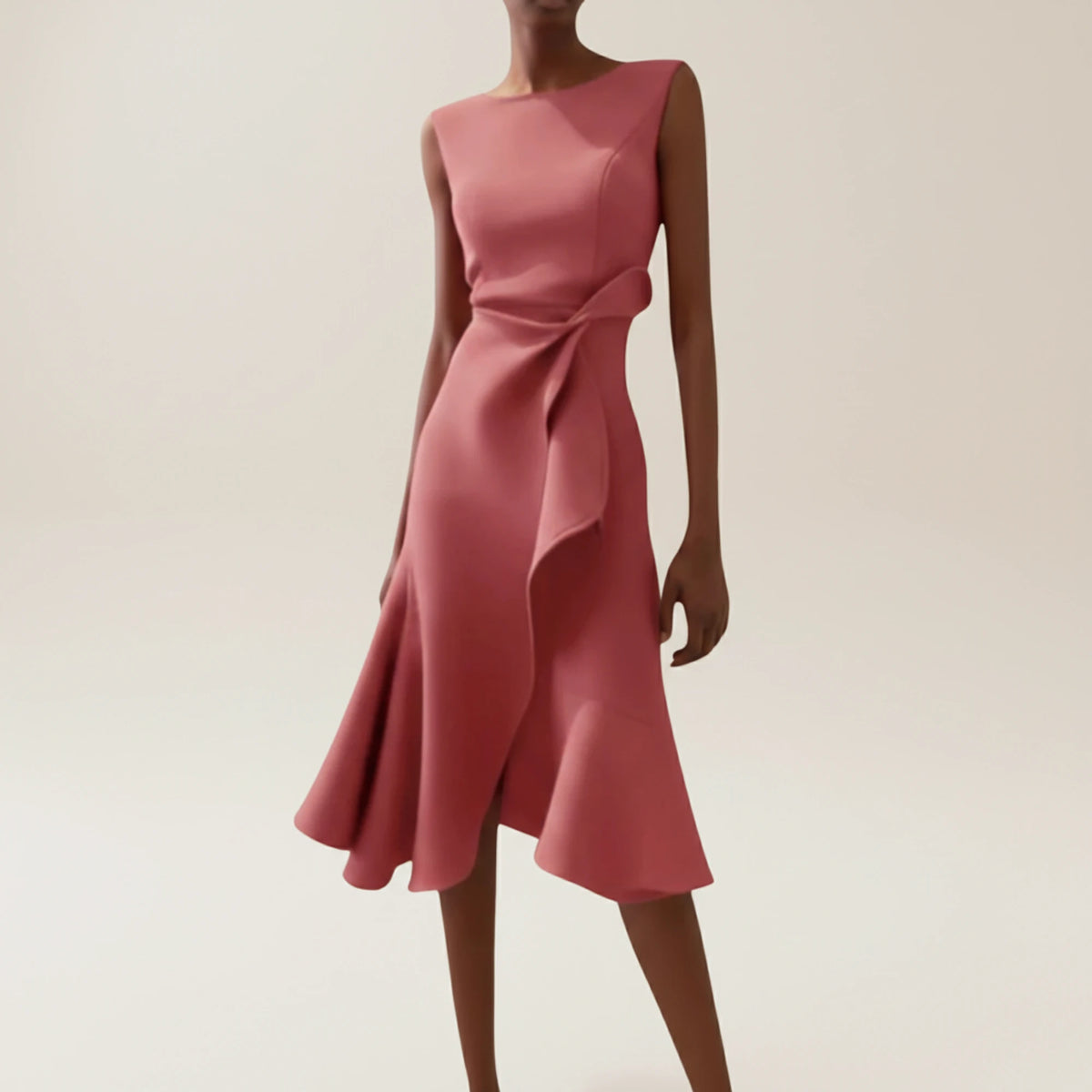 Elegant A Line Wrap Midi Dress