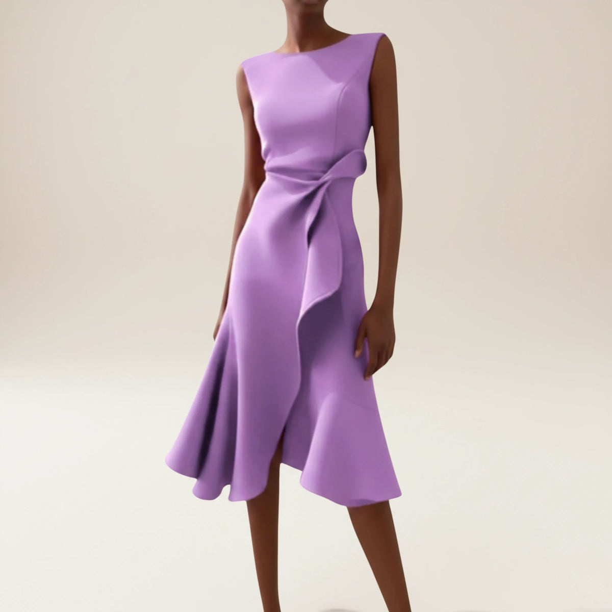 Elegant A Line Wrap Midi Dress
