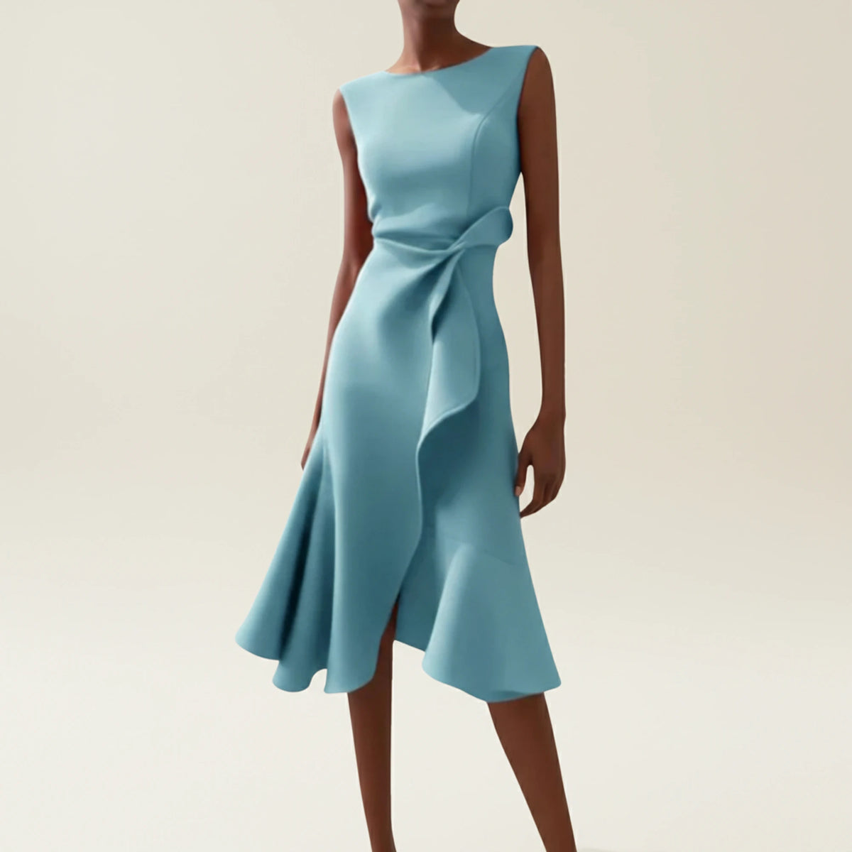 Elegant A Line Wrap Midi Dress