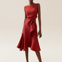 Elegant A Line Wrap Midi Dress