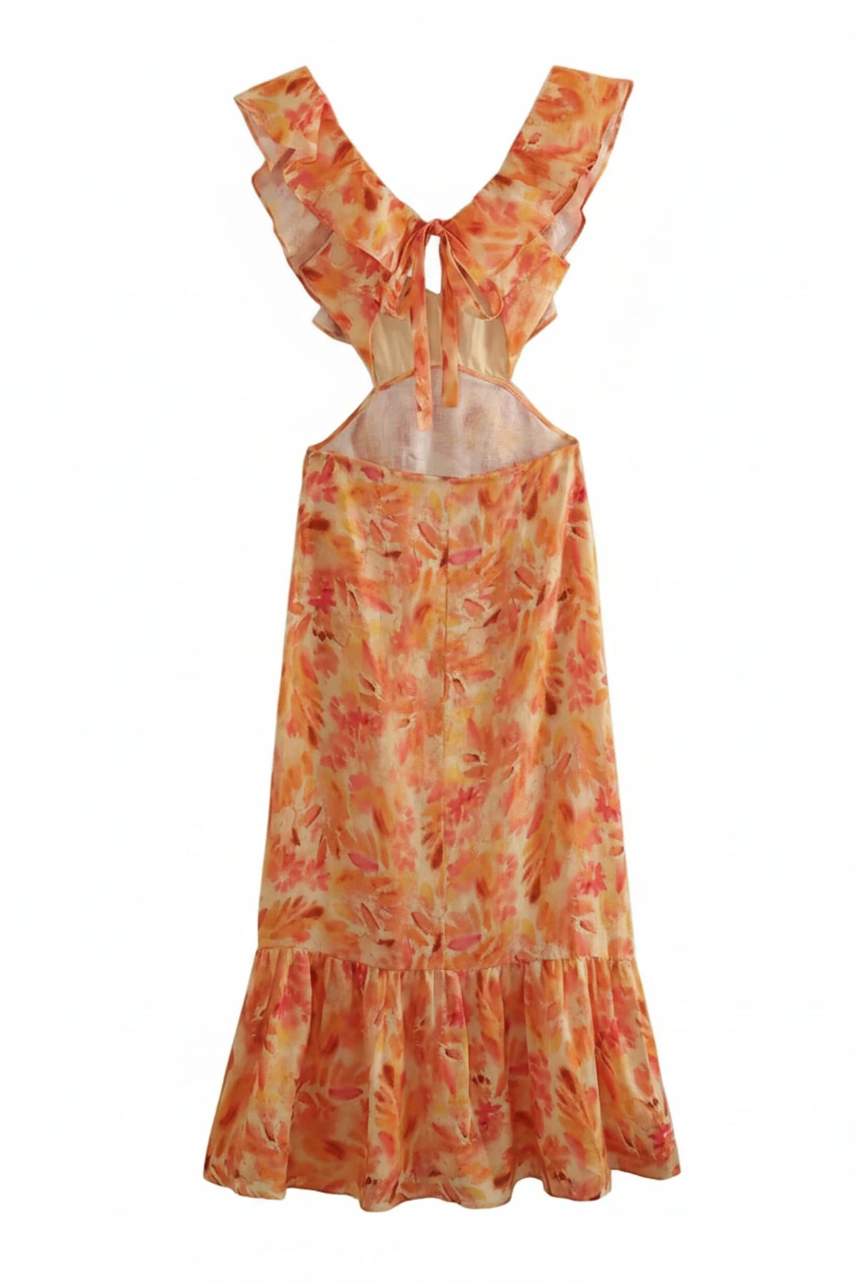 Elegant Floral Ruffle Maxi Dress