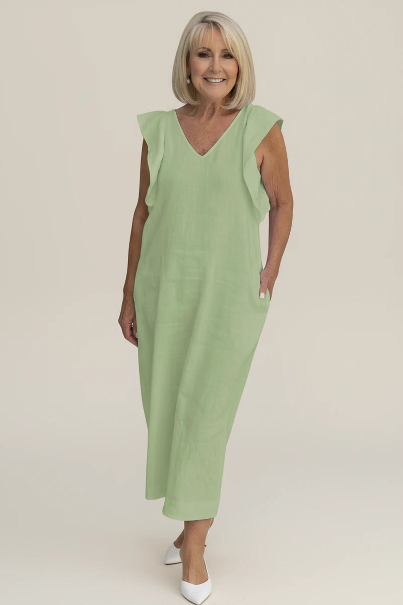 Women's Puff Sleeve Shift Midi Dress