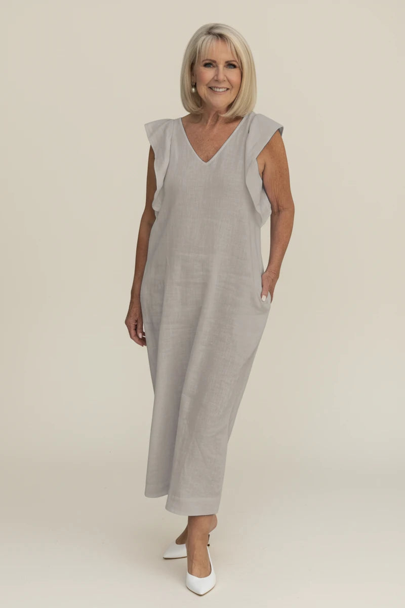Women's Puff Sleeve Shift Midi Dress