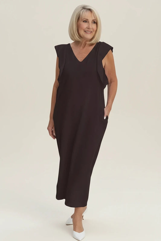 Women's Puff Sleeve Shift Midi Dress