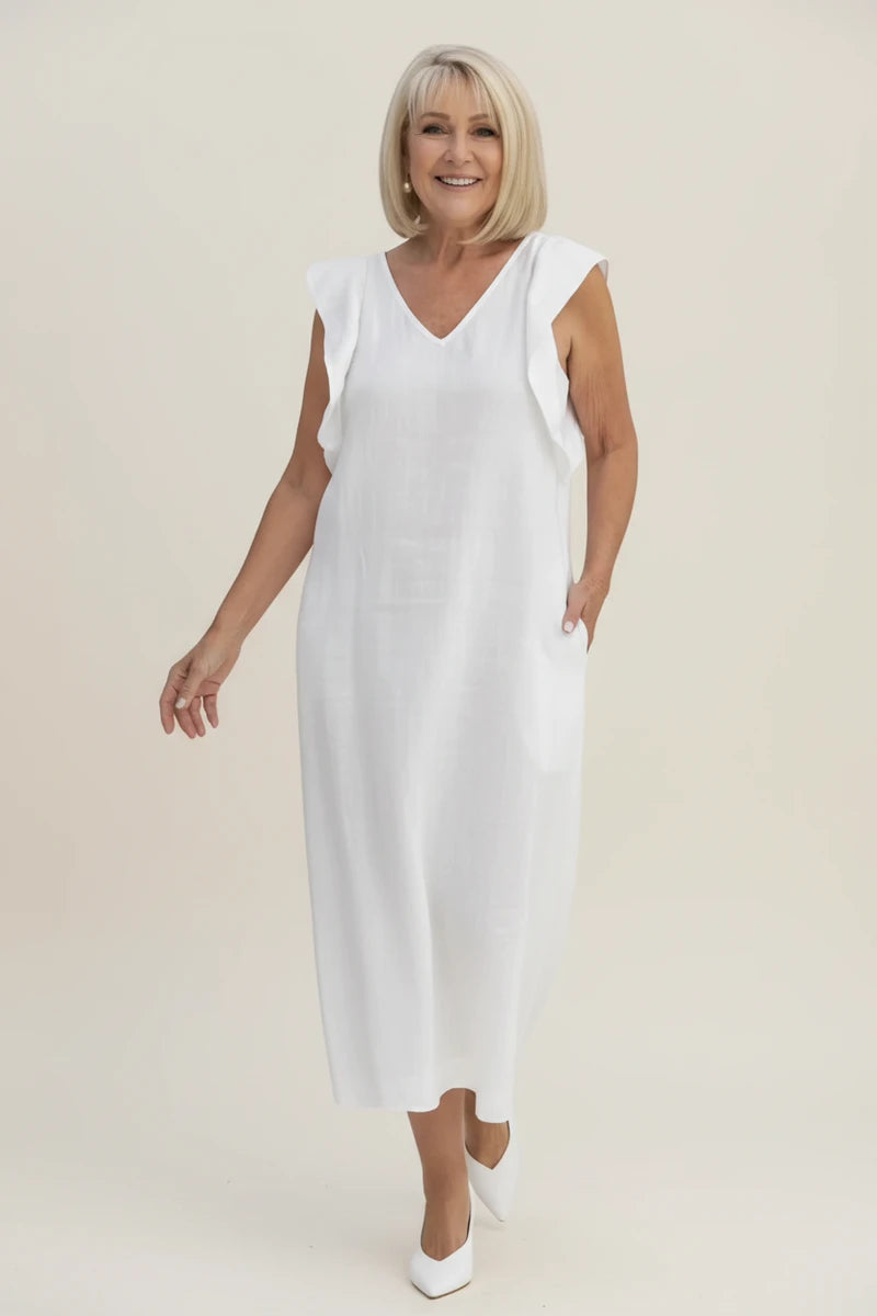 Women's Puff Sleeve Shift Midi Dress