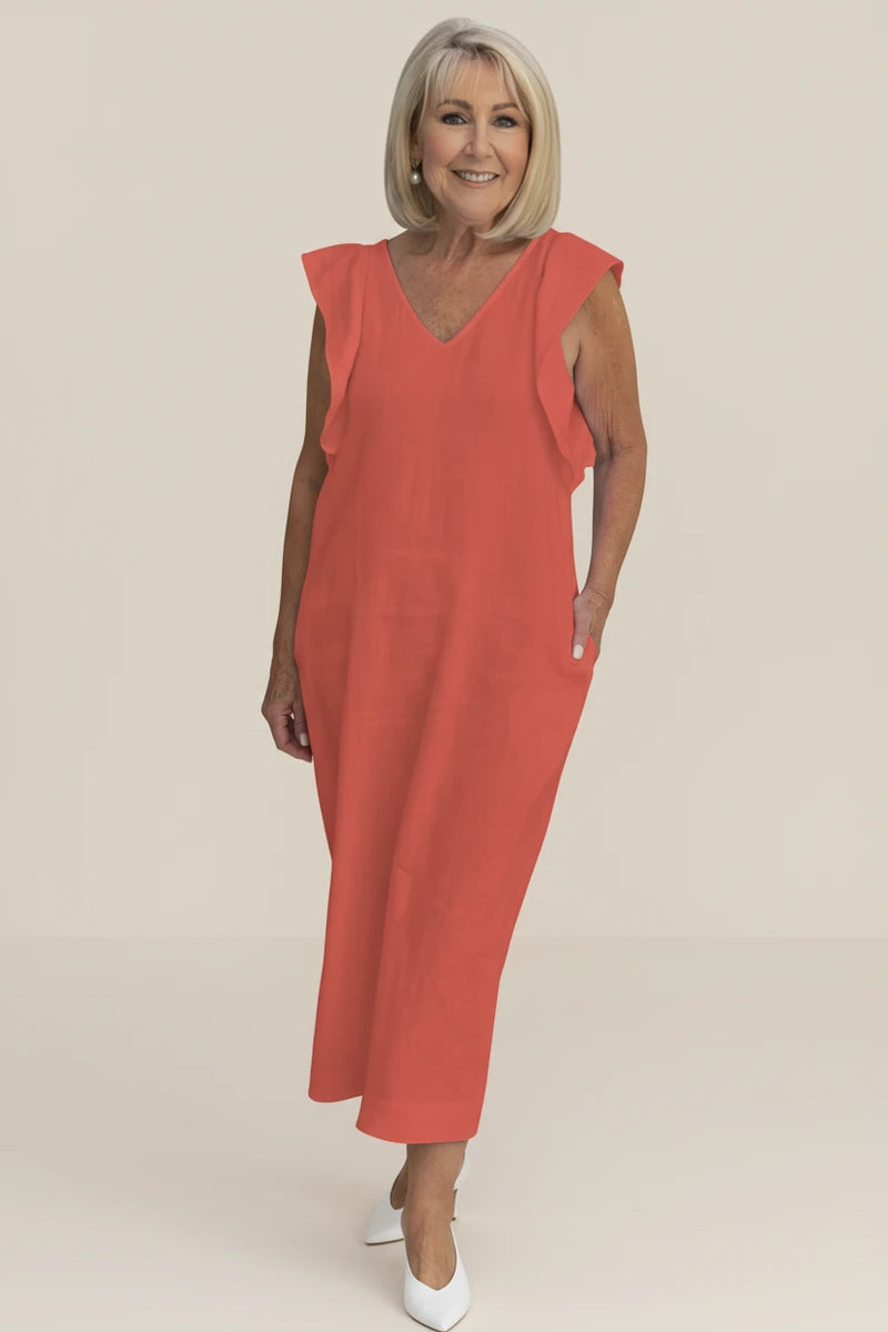 Women's Puff Sleeve Shift Midi Dress