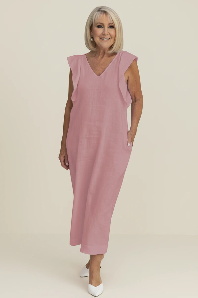 Women's Puff Sleeve Shift Midi Dress