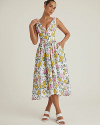 Elegant Floral A Line Midi Dress