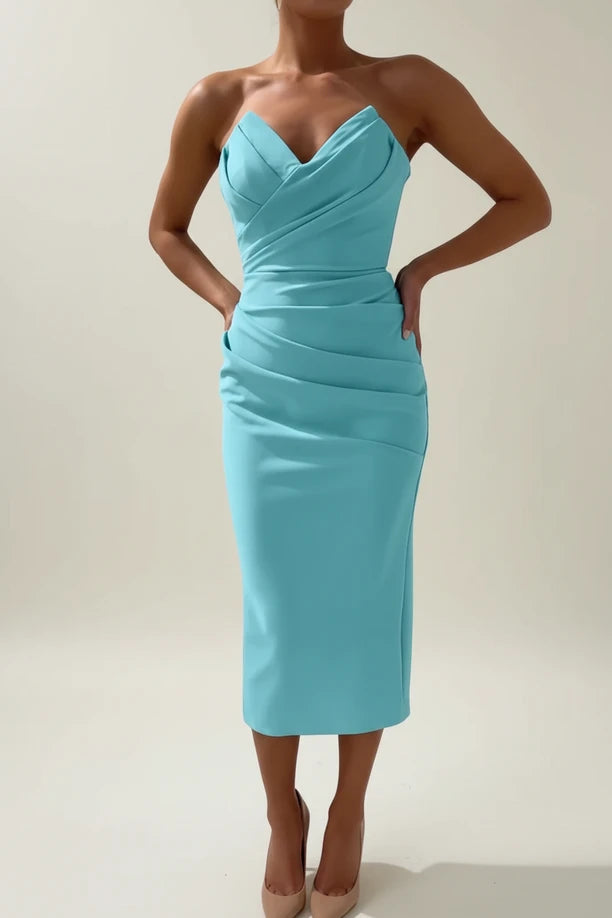 Elegant Bodycon Sweetheart Midi Dress