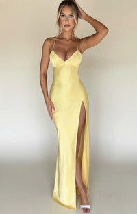 Elegant Satin Backless Maxi Dress