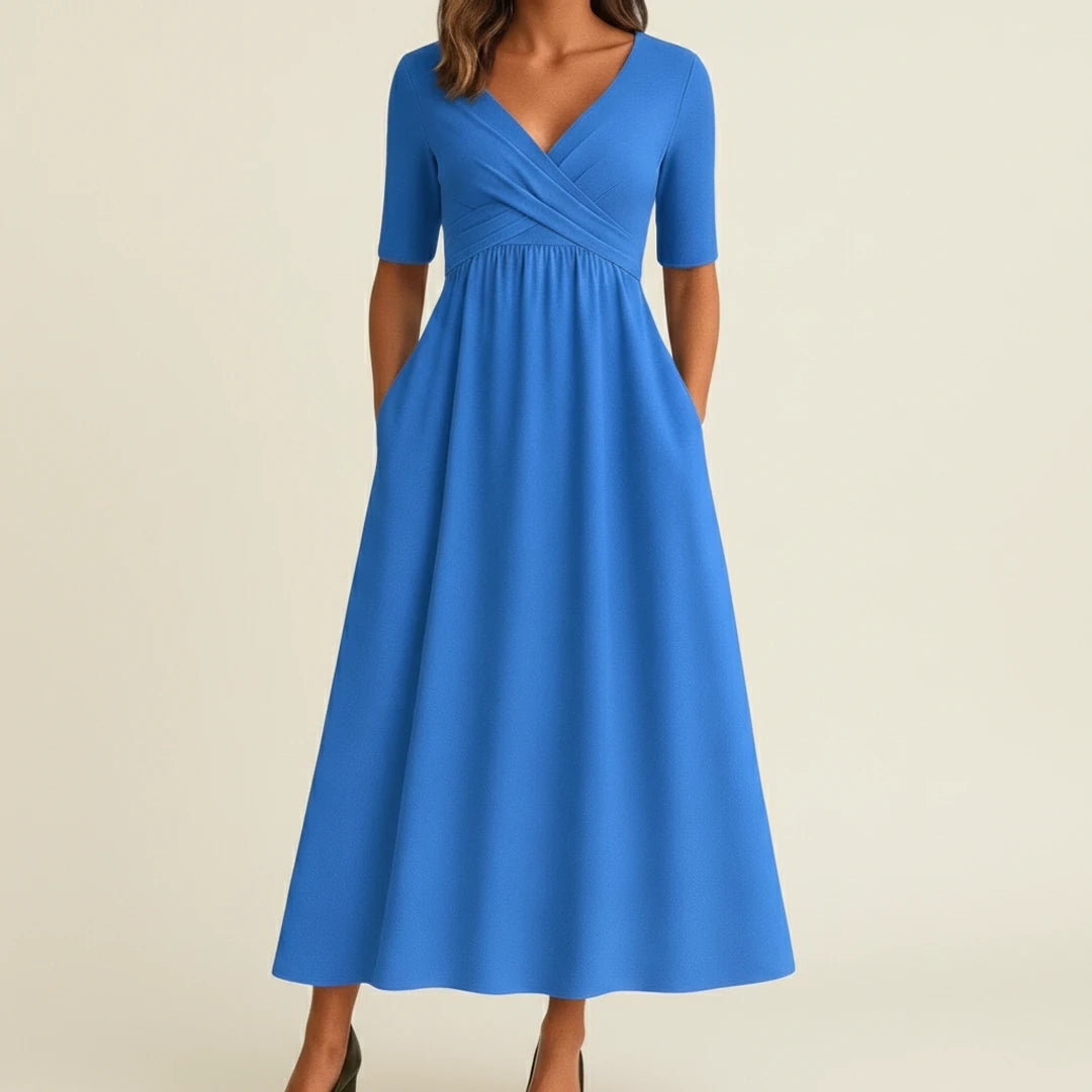 Elegant Wrap A Line Midi Dress