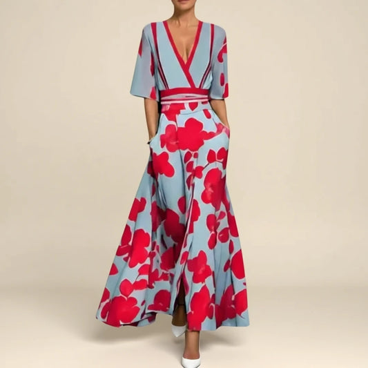 Elegant Floral Wrap Maxi Dress