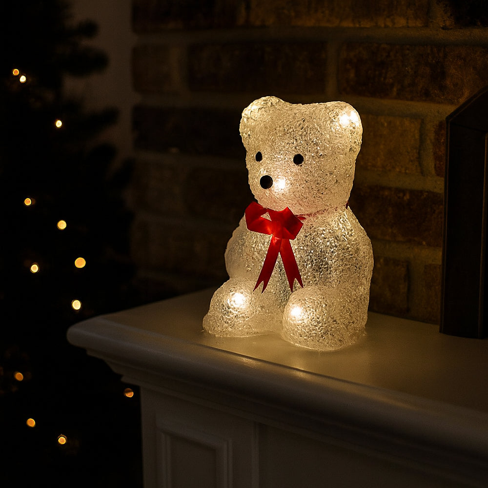 Acrylic Polar Bear - Height 16 cm - With or Without Red Bow
