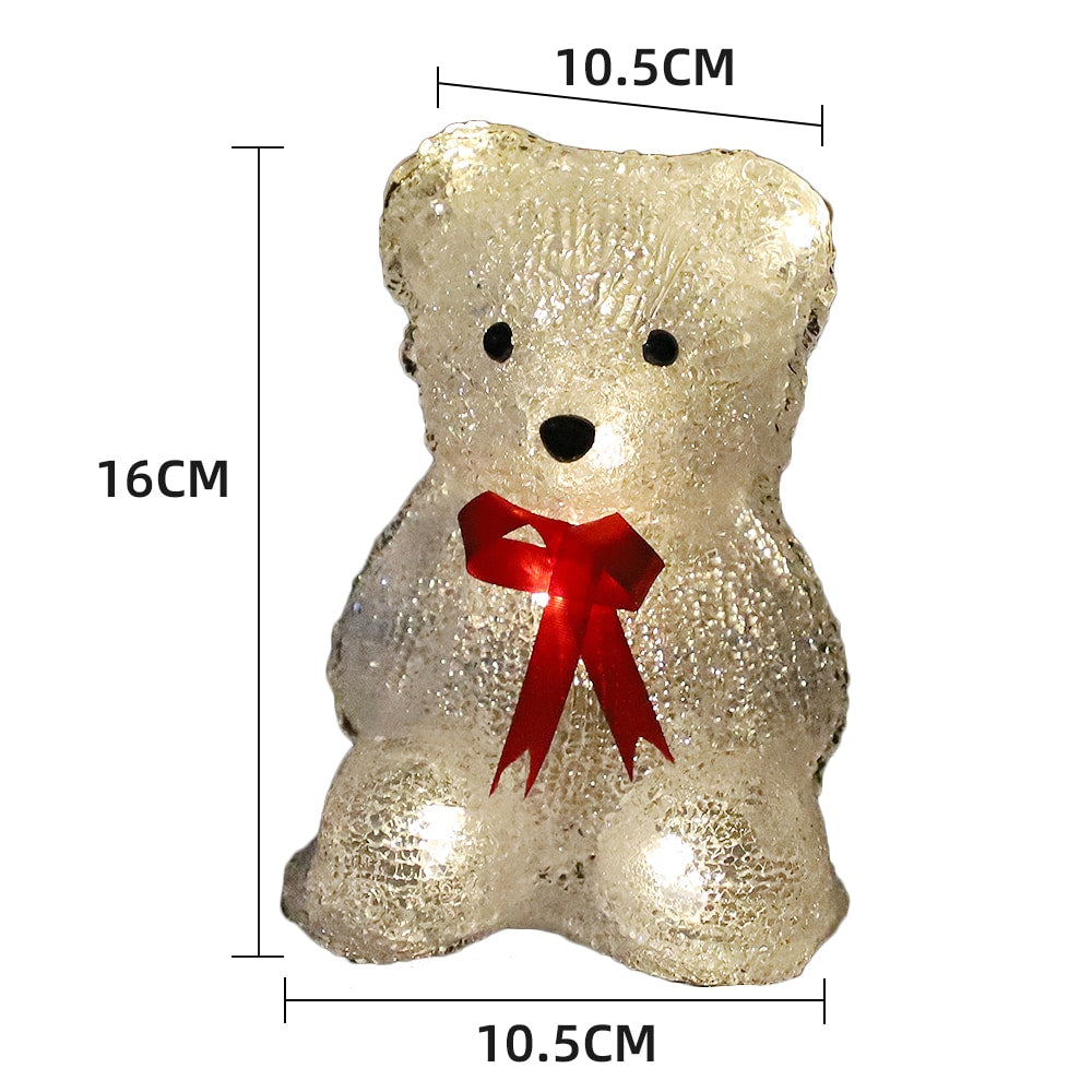 Acrylic Polar Bear - Height 16 cm - With or Without Red Bow