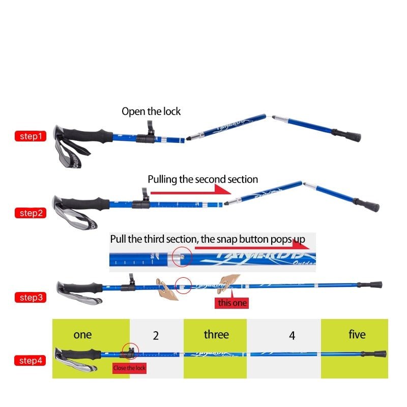 Adjustable Trekking Poles | Foldable Telescope Poles