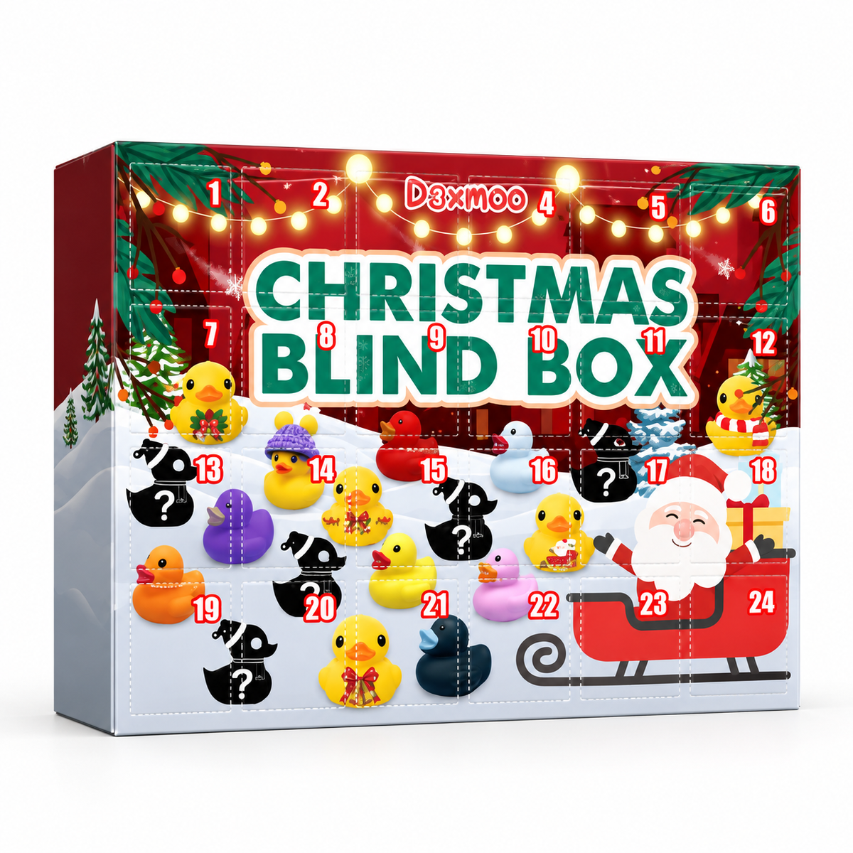 Advent Calendar with 24 Rubber Animals - Christmas Countdown Seasonal Activity for Kids