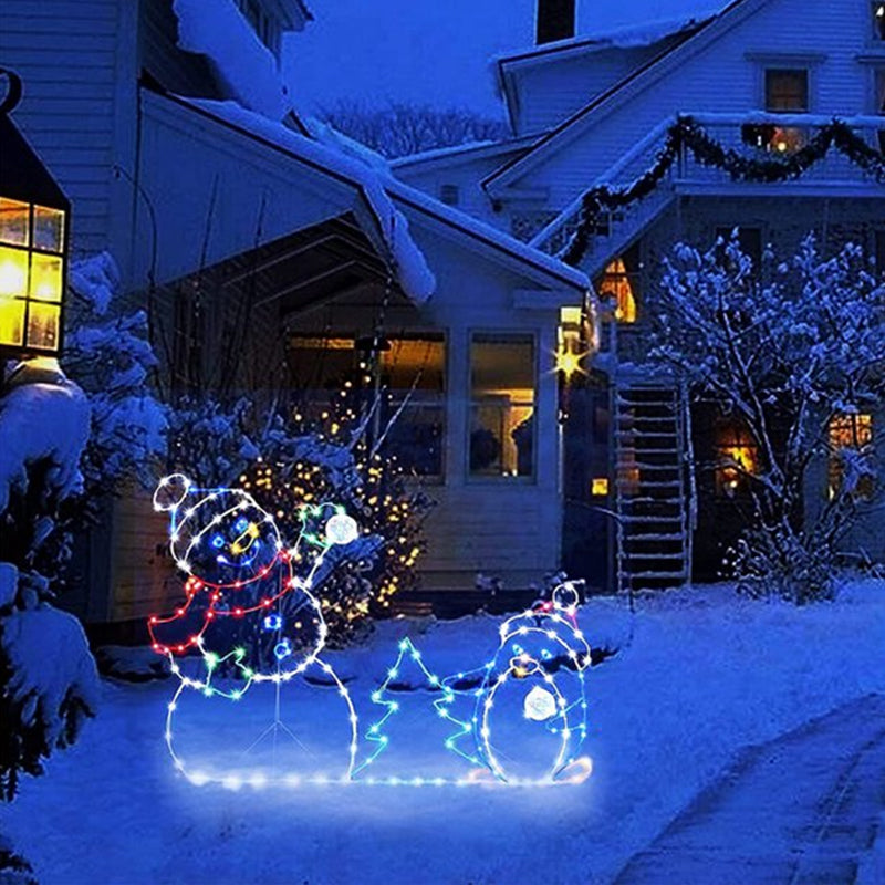 Animated LED Snowball Fight Light - Outdoor Snowman & Penguin Christmas Decor