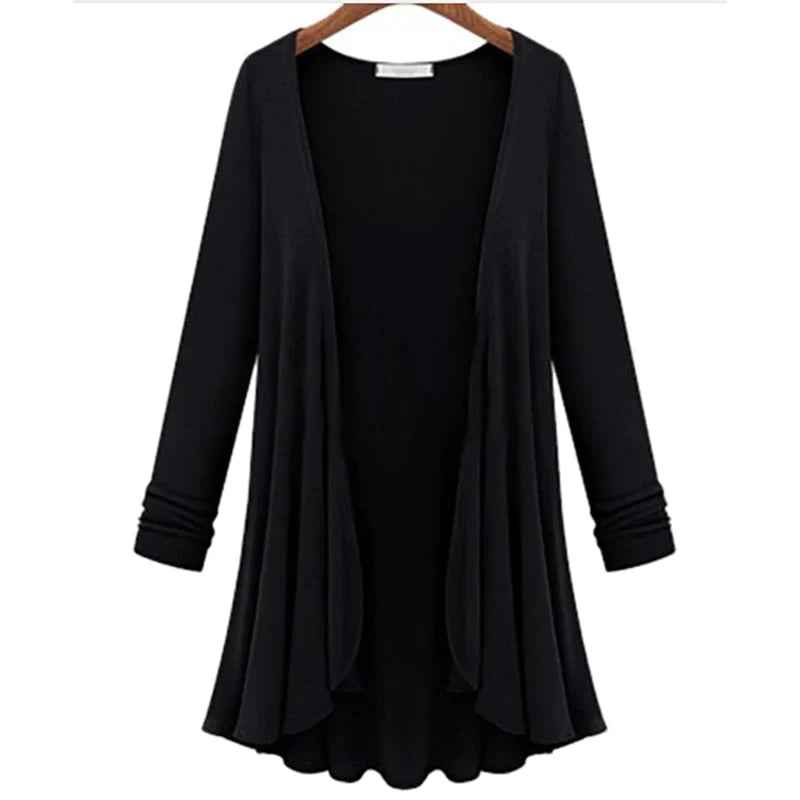 Casual Long-Sleeved Ruffled Cardigan