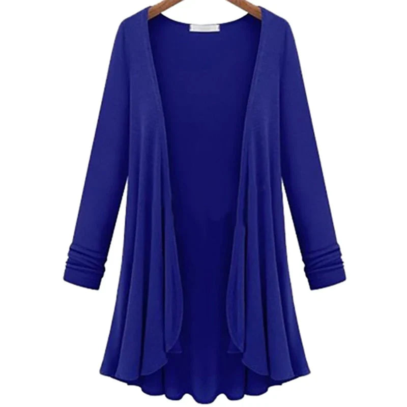 Casual Long-Sleeved Ruffled Cardigan