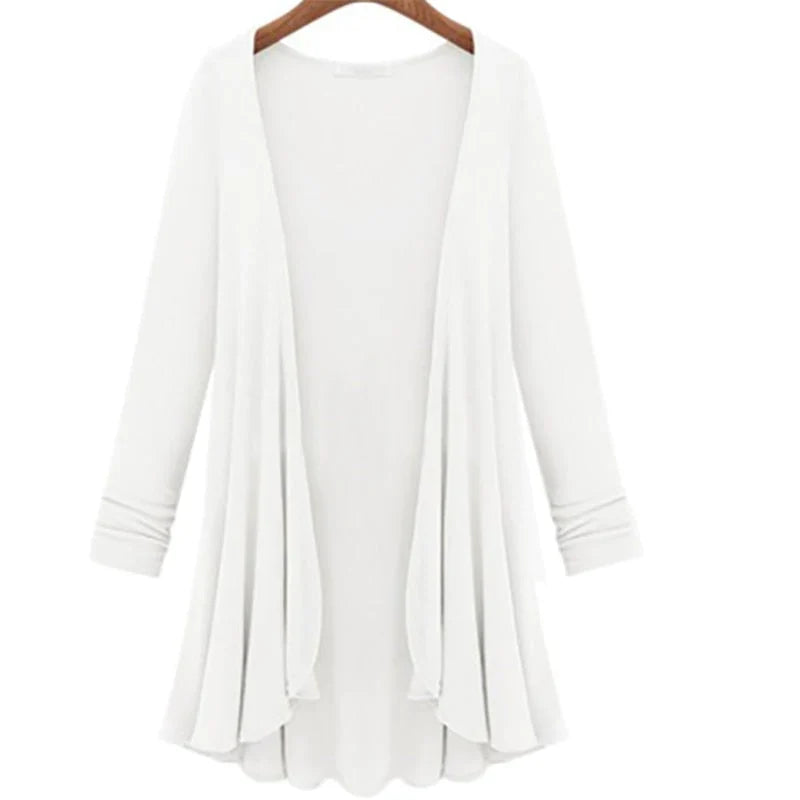 Casual Long-Sleeved Ruffled Cardigan