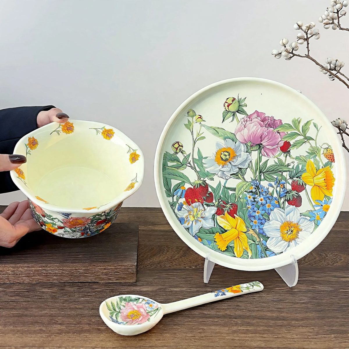 Ceramic Bowl with Floral Motif
