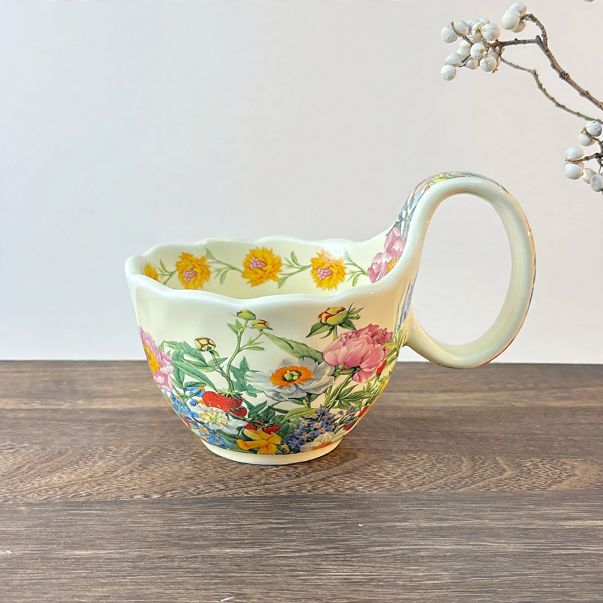 Ceramic Bowl with Floral Motif
