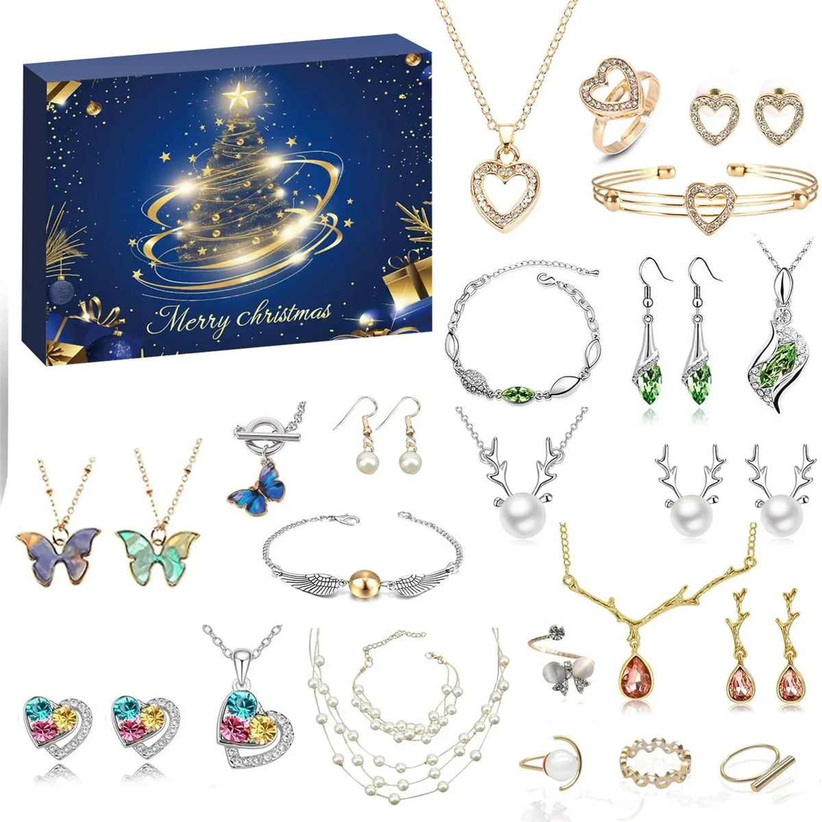 Children's Christmas Countdown Advent Calendar with 24 Unique Holiday Decorative Accessories