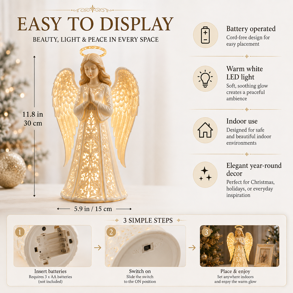 Christmas Angel Light – Warm Golden Glow for Hope and Love