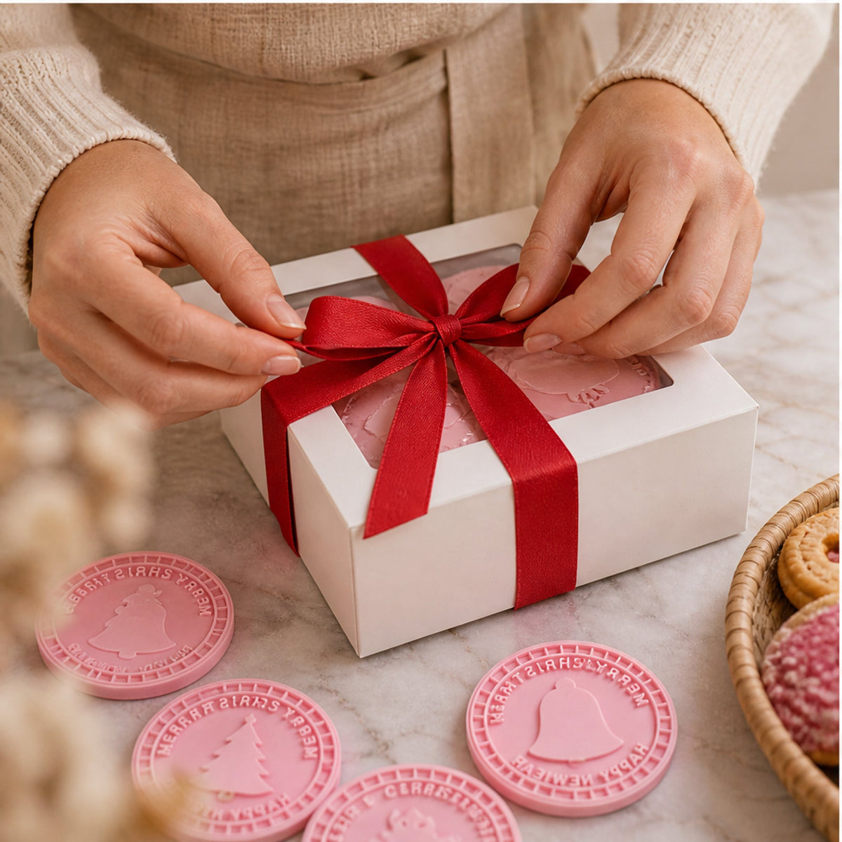 Christmas Cookie Stamp Set - 3D Embossing Press with 9 Festive Designs for Bakery-Style Cookies