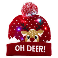 Christmas Hat with Lights - Knitted LED Beanie with Pom-Pom