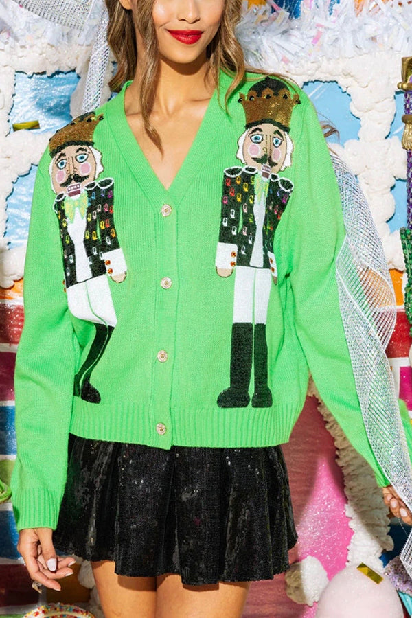 Christmas Nutcracker Sequin Cardigan