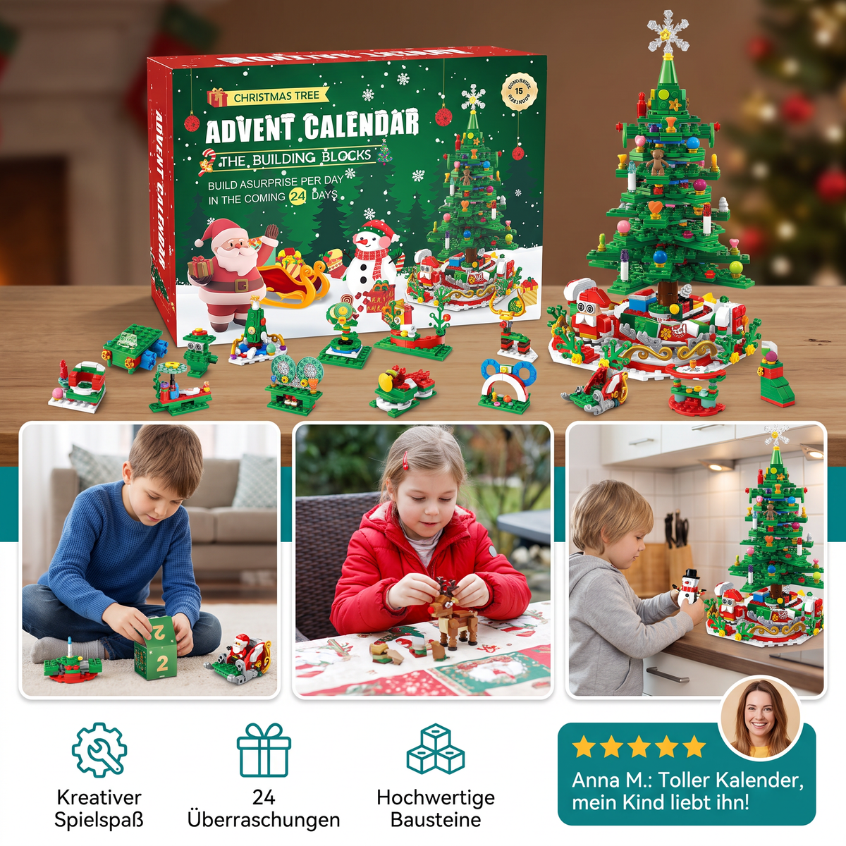 Christmas Tree Building Block Advent Calendar – 24 Days of Building Fun