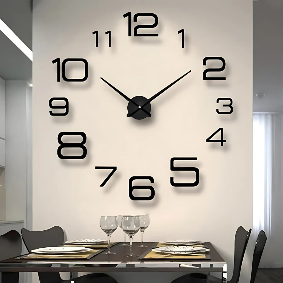 Chrona - Large Modern Wall Clock Black