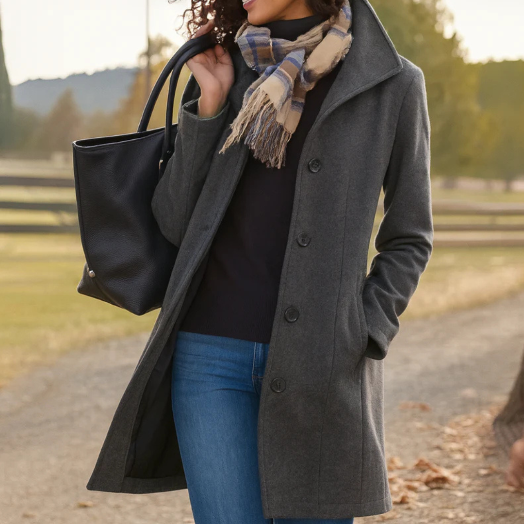 Classic Mid-Length Button-Front Coat