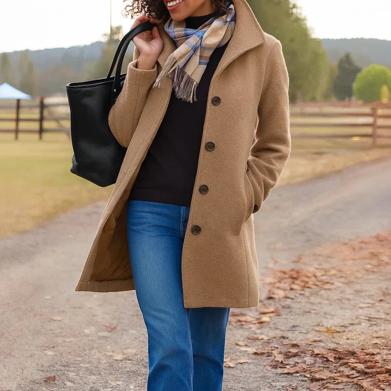 Classic Mid-Length Button-Front Coat