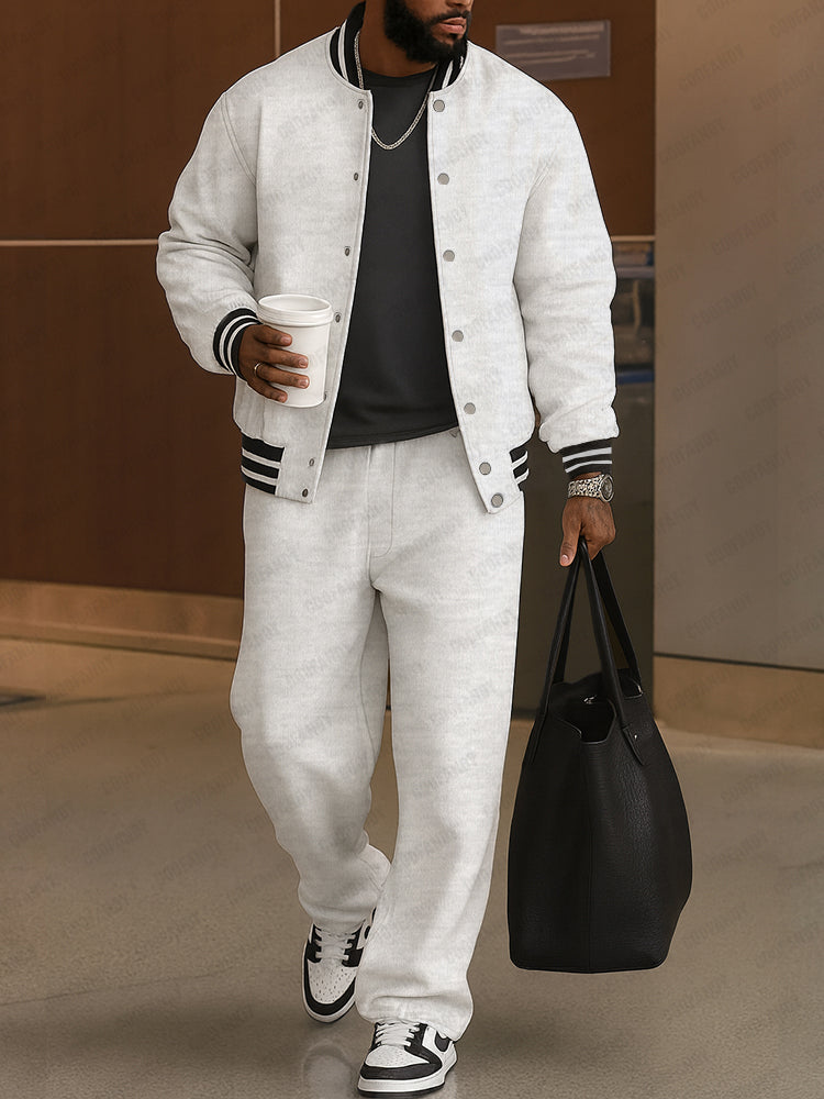 Classic Striped Trim Jacket and Pants Set