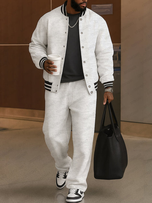 Classic Striped Trim Jacket and Pants Set