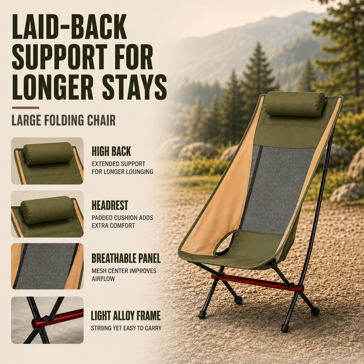 Niropi | Aeroluna Ultralight Folding Highback Chair