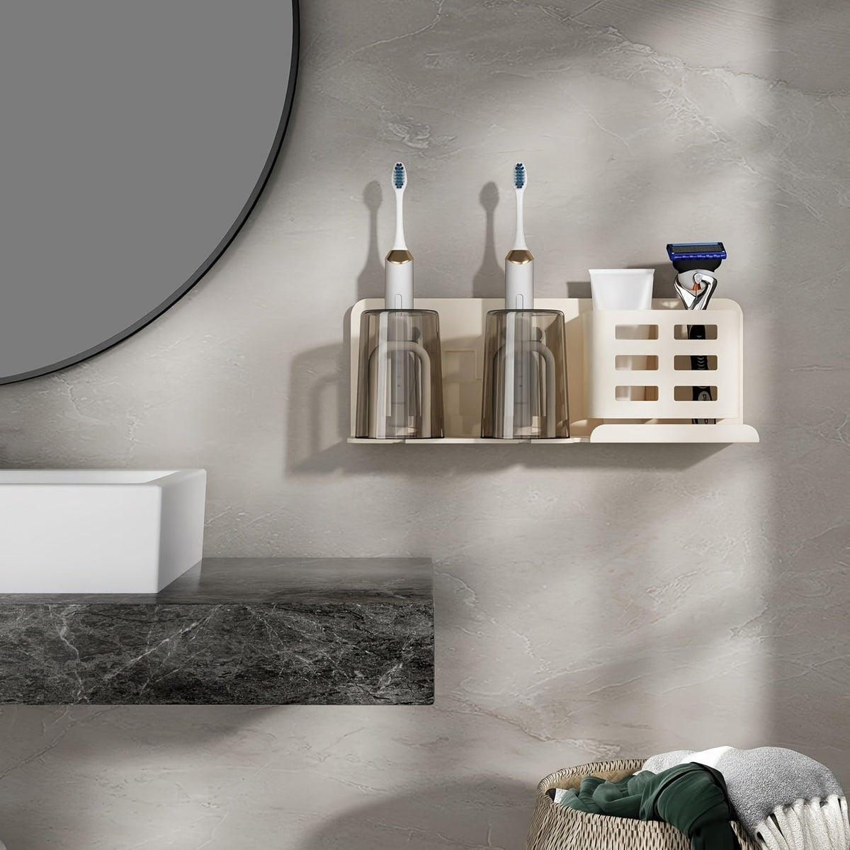 Niropi | BristleHub Wall-Mounted Electric Toothbrush Holder – Aluminum Bathroom Organizer with Drainage Holes