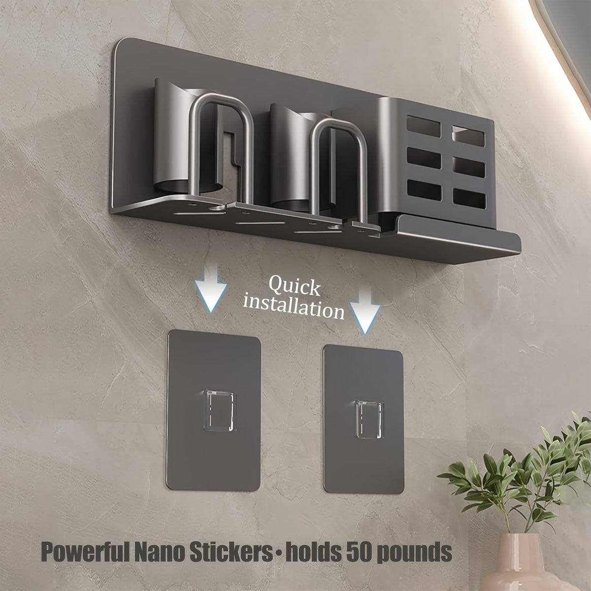 Niropi | BristleHub Wall-Mounted Electric Toothbrush Holder – Aluminum Bathroom Organizer with Drainage Holes
